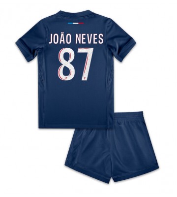 Paris Saint-Germain Joao Neves #87 Hemmakläder Barn 2024-25 Kortärmad (+ Korta byxor)